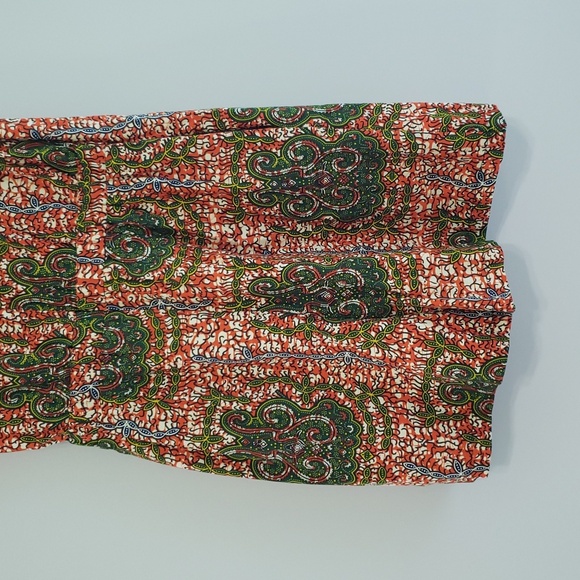 D'iyanu Wrap Romper Shorts Small Orange Green African Print Sleeveless Cotton - Picture 9 of 16